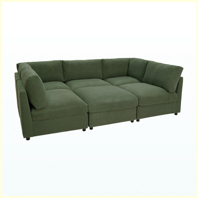 Corduroy Reversible Modular Sectional Sofa, Convertible Multi-Configuration Couch for Living Room, Apartment, Home