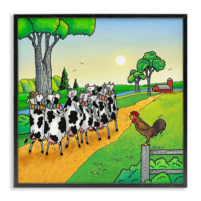 Funny Cows Come Home Framed Giclee, design by Roger Straub