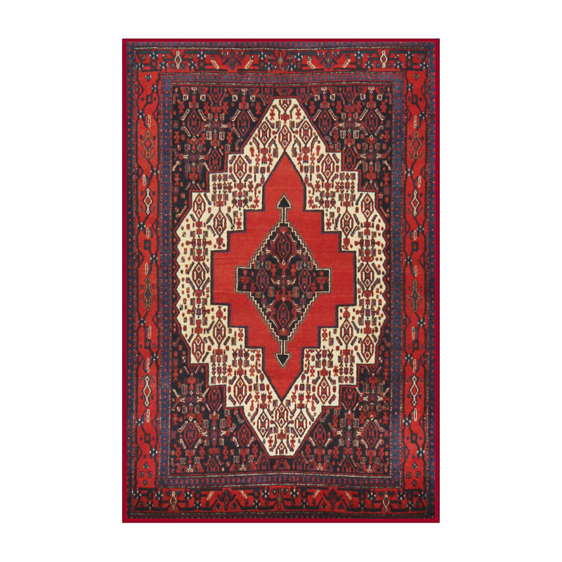 Tapis traditionnel rouge / crème Rinaldo, Rectangle 2 pi x 5 pi