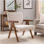 Ensemble de 2 chaises d'appoint Cid Jose, polyester beige, bois de noyer brun