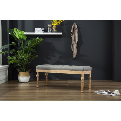 Banc de salle à manger capitonné en bois massif Habit, gris