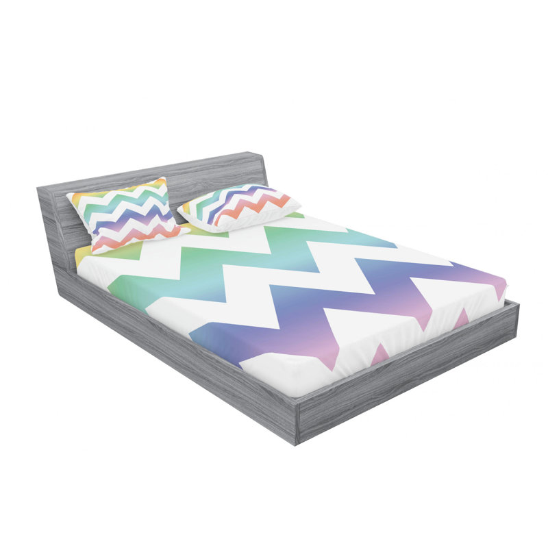 Microfiber Chevron Sheet Set, Queen Sheet Set with Fitted Sheet