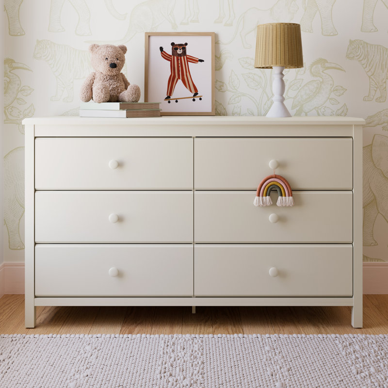 Alpine 6 Drawer Double Dresser, Frosted Oat