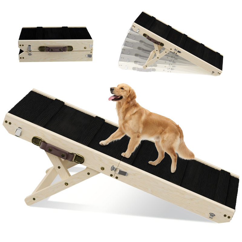 Rampe pour chien pour canapé et lit, rampe réglable pour animaux en bois à 5 niveaux