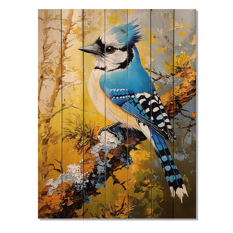 Bright Feathers II - Décoration murale en bois d'oiseau sur bois de pin naturel, H 20 po x l 10 po