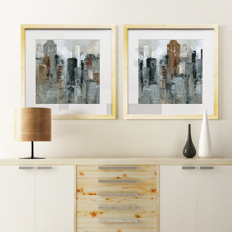 Lumières de la ville, ensemble de 2 reproductions d’art encadrées sur papier
