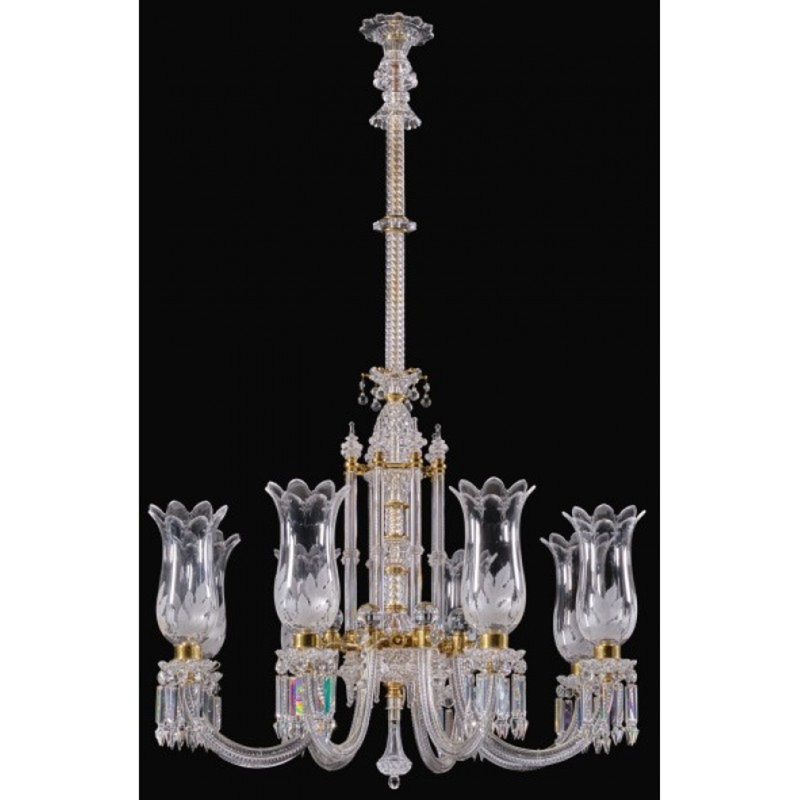 Lustre suspendu en verre taillé de style victorien, Clair, Bronze, H 48 po x l 28 po x P 28 po