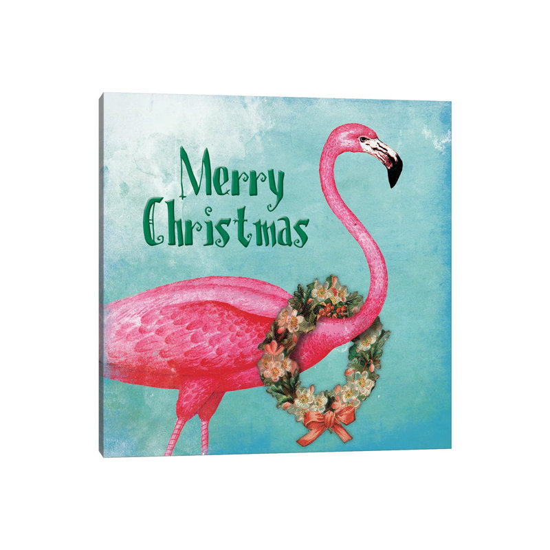 Christmas Flamingo Text by Jace Grey - Wrapped Canvas Print, 93.98 cm H x 93.98 cm W x 1.91 cm D