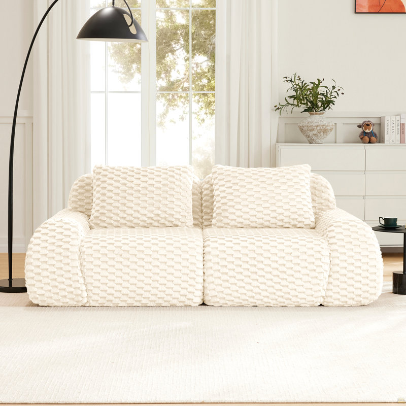 82" Modern Modular Sectional Sofa,Flannelette Fabric, Cream