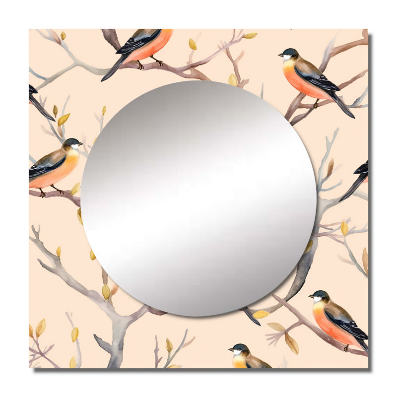 Antwana - Petits oiseaux sur les branches d'arbres, animaux, miroir carré carré, décoration murale pour chambre à coucher
