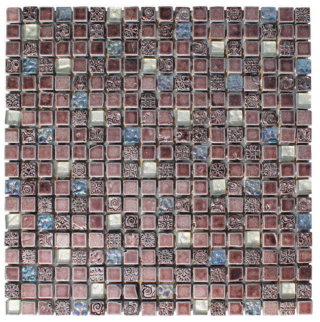 Carreau de mosaïque pour mur et plancher en verre / pierre naturelle 0,63 po x 0,63 po