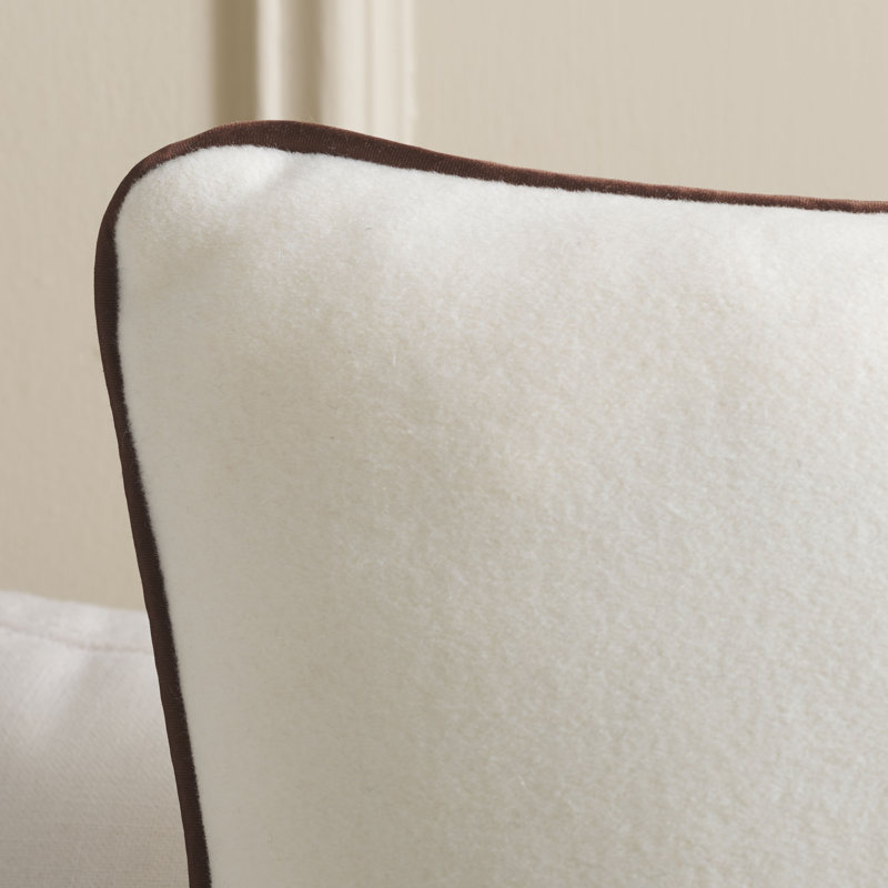 Coussin en laine 18 x 18 Alaia, Ivoire / brun