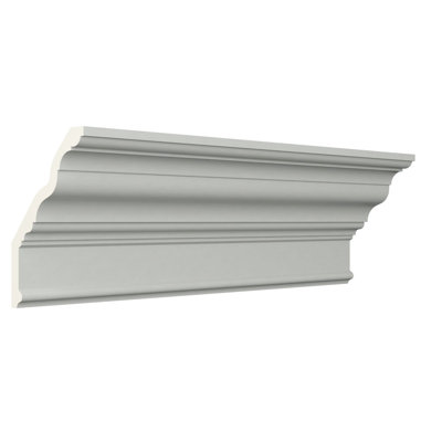 Endurathane Lincoln Crown Moulding, 7 1/8"H x 4 7/8"P x 8 5/8"F x 96"L, Factory Primed