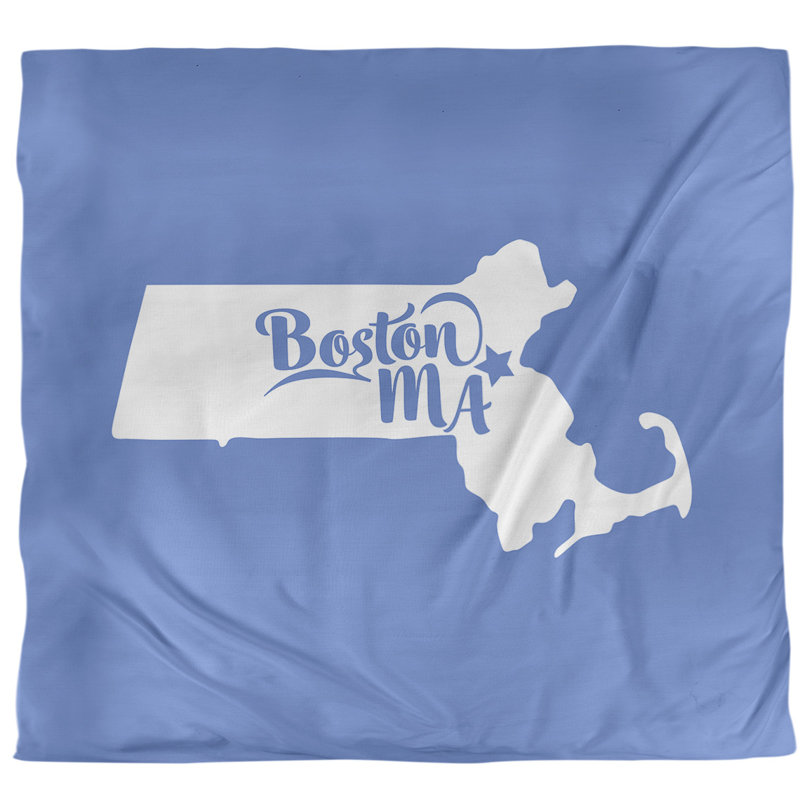 Ensemble de housse de couette boston massachusetts, Housse de couette pour très grand lit, Bleu, Microfibre