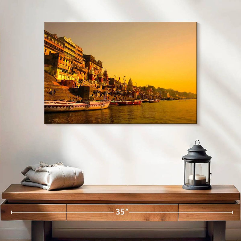 Nicci Ganges au coucher du soleil, H 16 po x l 24 po