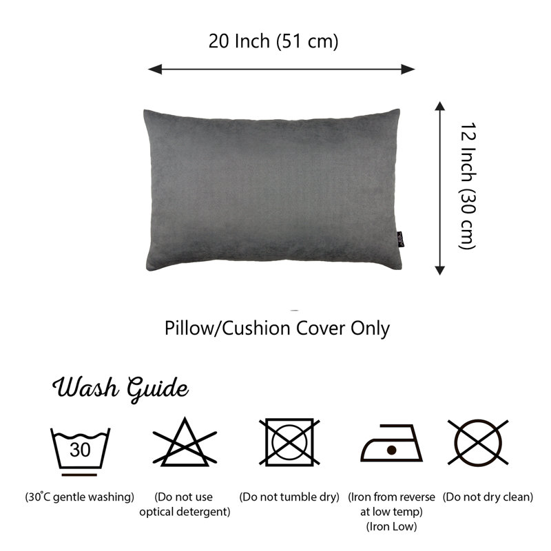 Gray Polyester Lumbar Pillow Covers Set of 2