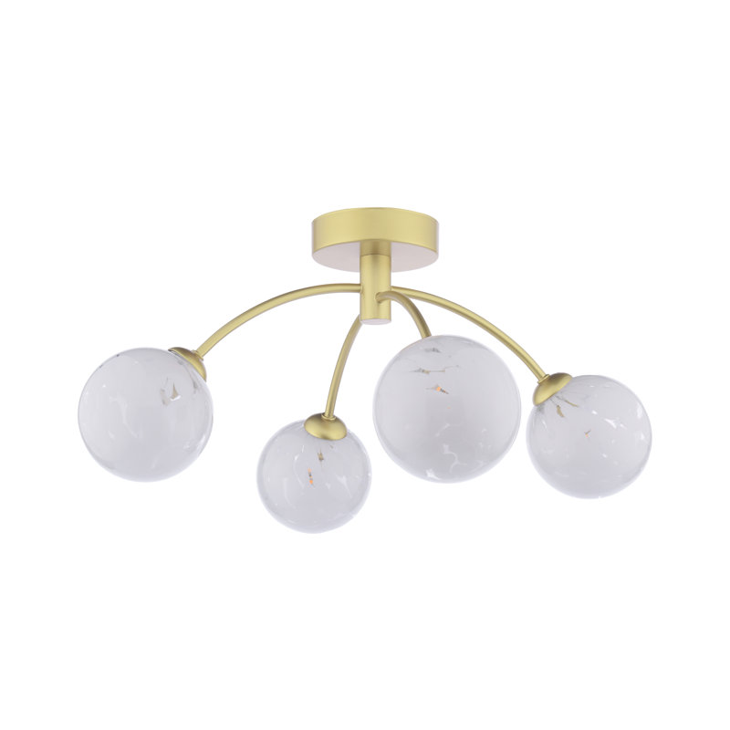 IZZY 4LT SEMI FLUSH GOLD CW CONFETTI GLS, Matt Gold/Beige