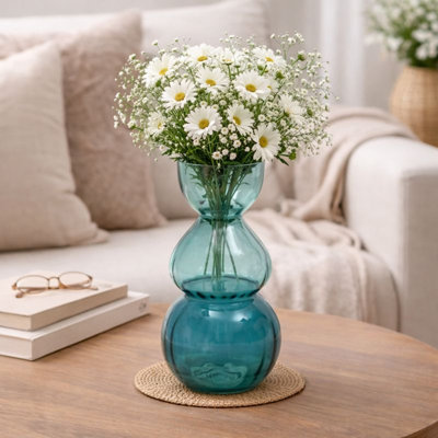  Glass Vase | Opulent Decorative Handcrafted Bauble Design | Elegant Home Décor Accent | 6.5x14"
