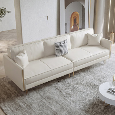 Coussin beige modulaire en similicuir