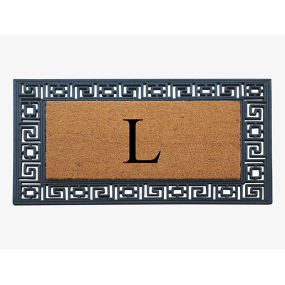 A1HC First Impression Carson Rubber and Coir Doormat 24" X 36", Outdoor Monogrammed Door Mat