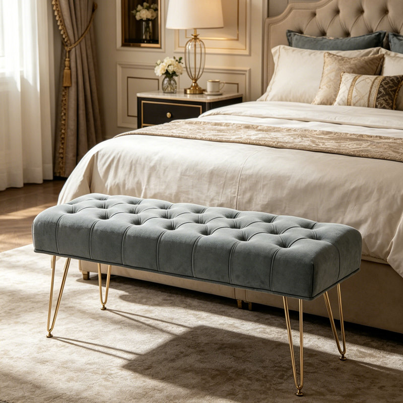 Velvet Upholstered Bench
