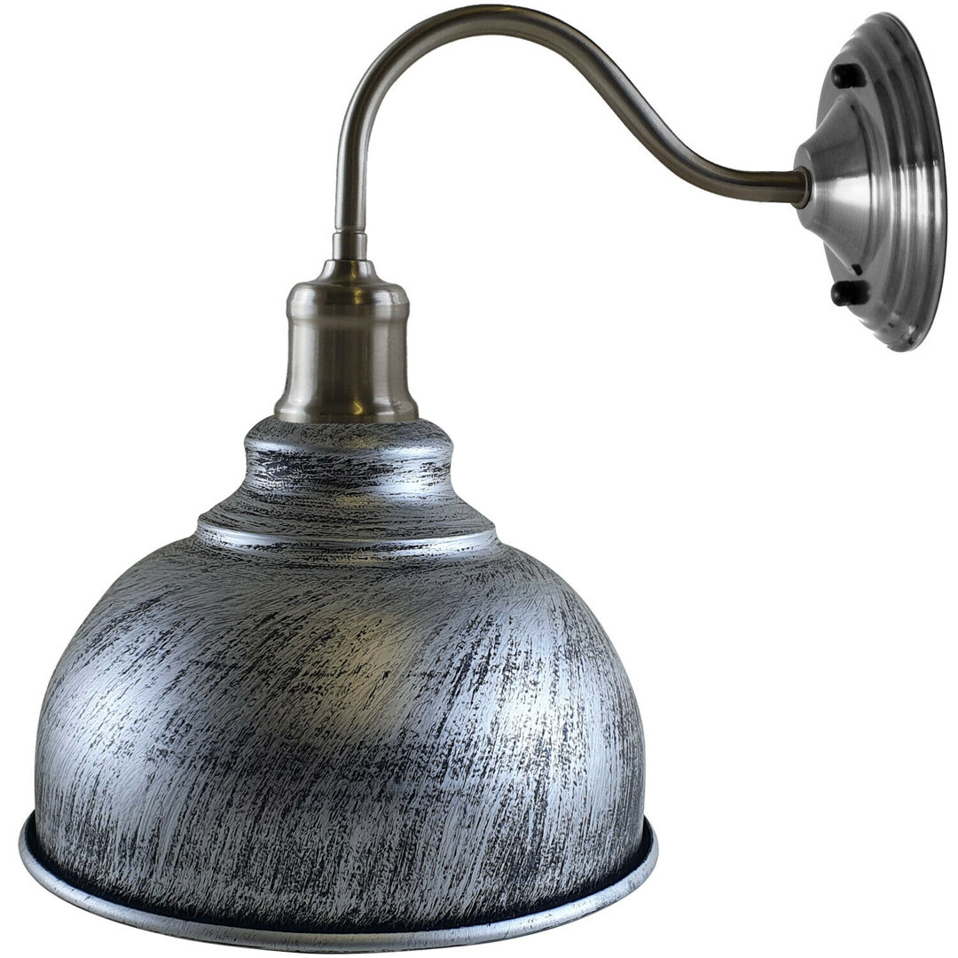 Springboro Vintage Industrial Armed Wall Sconce â Black Metal with Gold Inner Dome Shade, E27 Holder