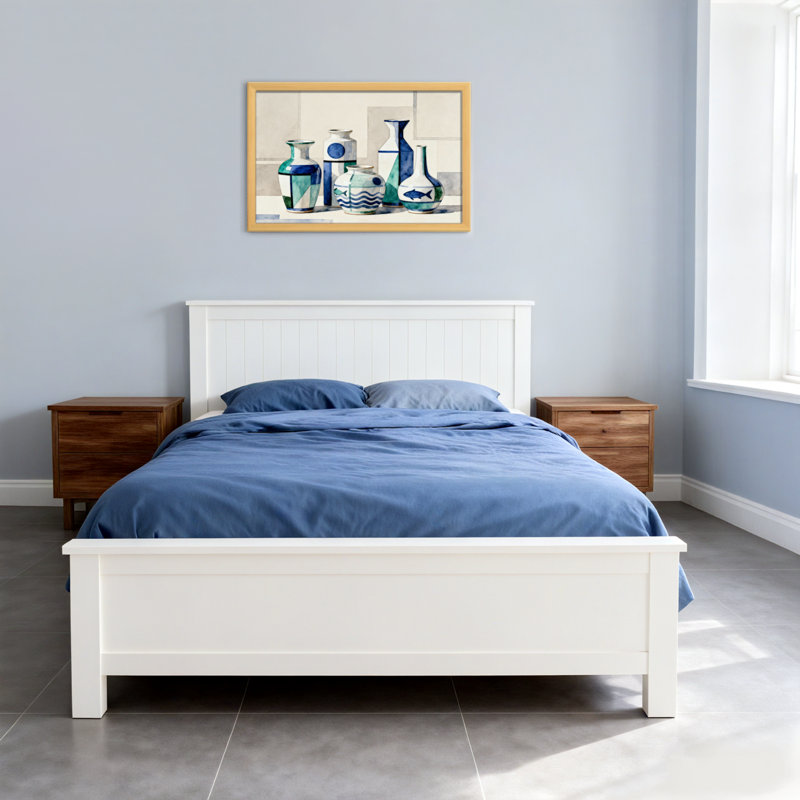 Motif de vases en céramique bleus et blancs, H 12 po x l 18 po, Toile tendue, Ne s’applique pas