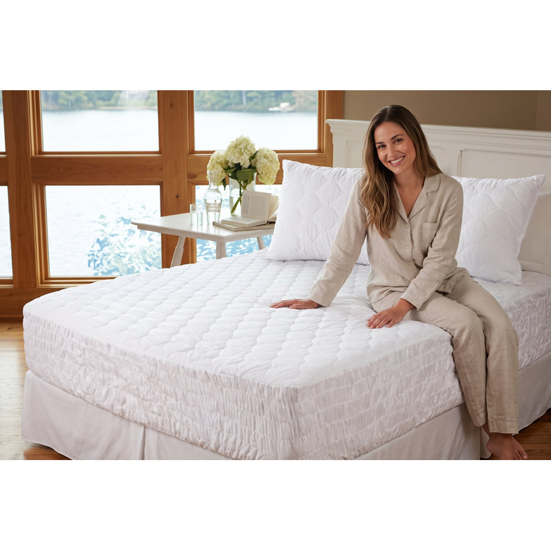 Protège-matelas matelassé King Size - Housse de matelas ajustée à poches profondes pour lit de 198 x 203 cm, matelas doux et respirant en mélange de coton