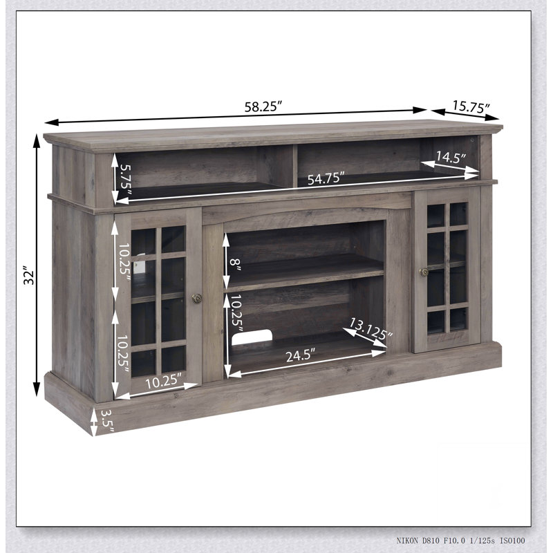 TV Stand for TV Up to 60", Media Console with Open and Closed Storage Space, Gray Wash
