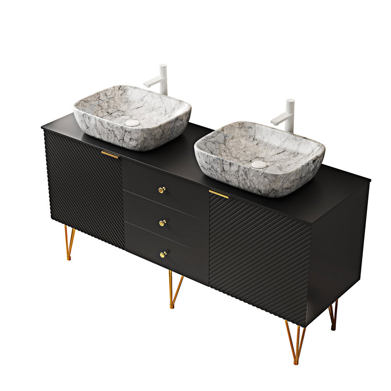 Meuble-lavabo autoportant avec lavabos
