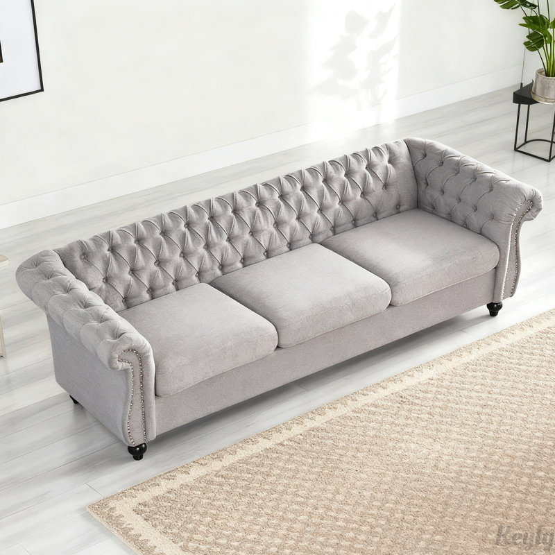 Canapé 3 places, Tissu gris