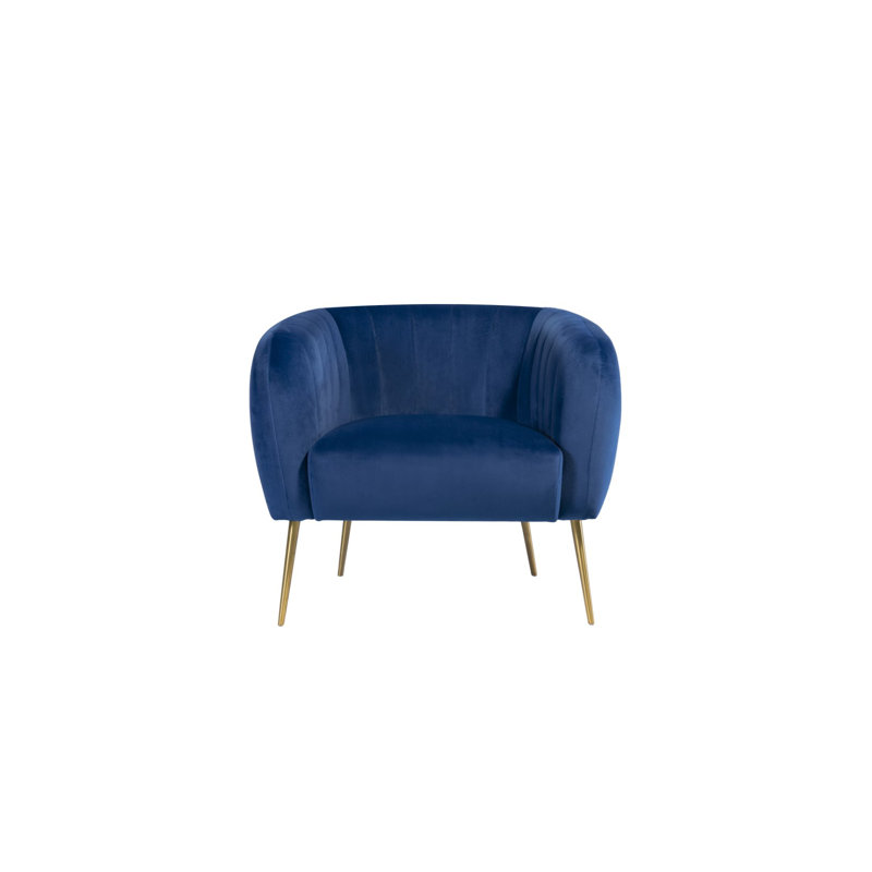 Aylin Velvet Barrel Chair, Dark Blue