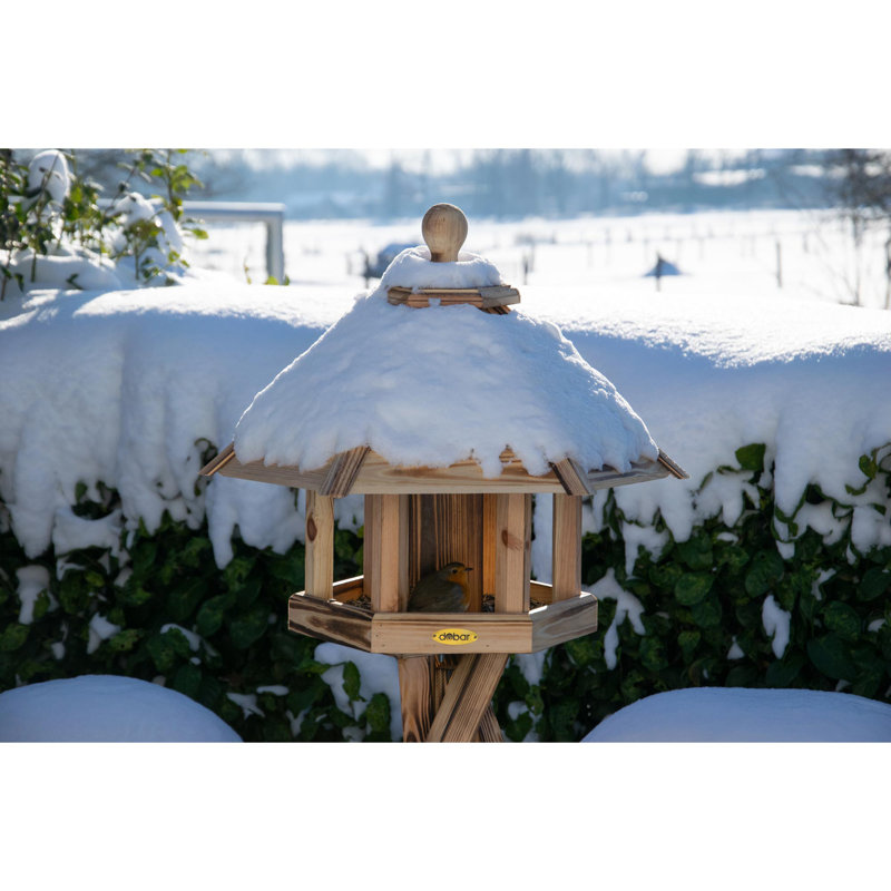 Wood Pole Decorative Bird Feeder