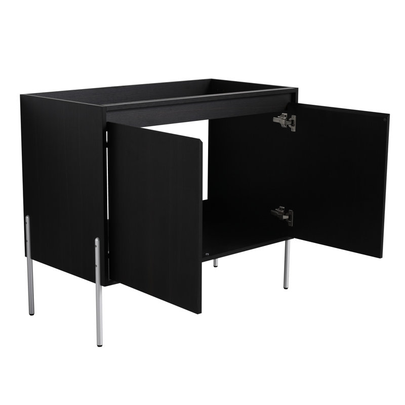 Meuble-lavabo en chêne foncé 36 po, surface de rangement hydrofuge 36 po, aspect moderne - couleur