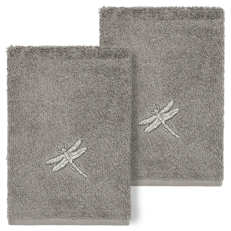 Braelyn 2 Washcloth  Towel Set Turkish Cotton Washcloth, Dark Gray