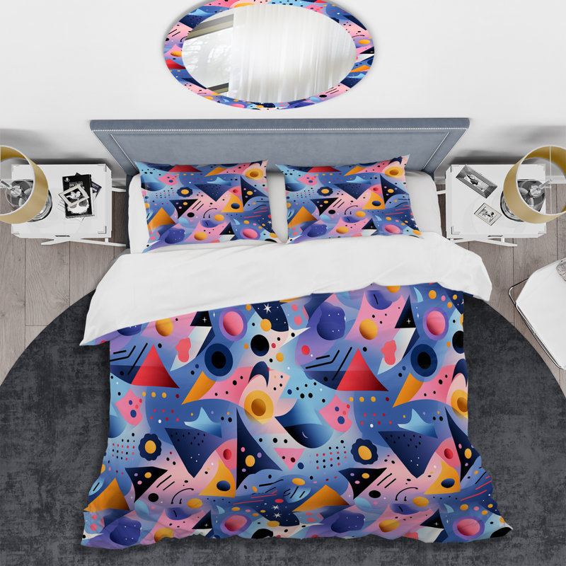 Ensemble de housse de couette multicolore Funky Cool, Housse de couette pour grand lit et 2 taies décor