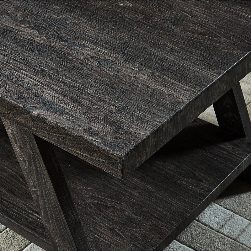 Replicated Wood End Table With Increased Storage Potential Charcoal Finish Extra Feature, Charcoal, Charcoal
