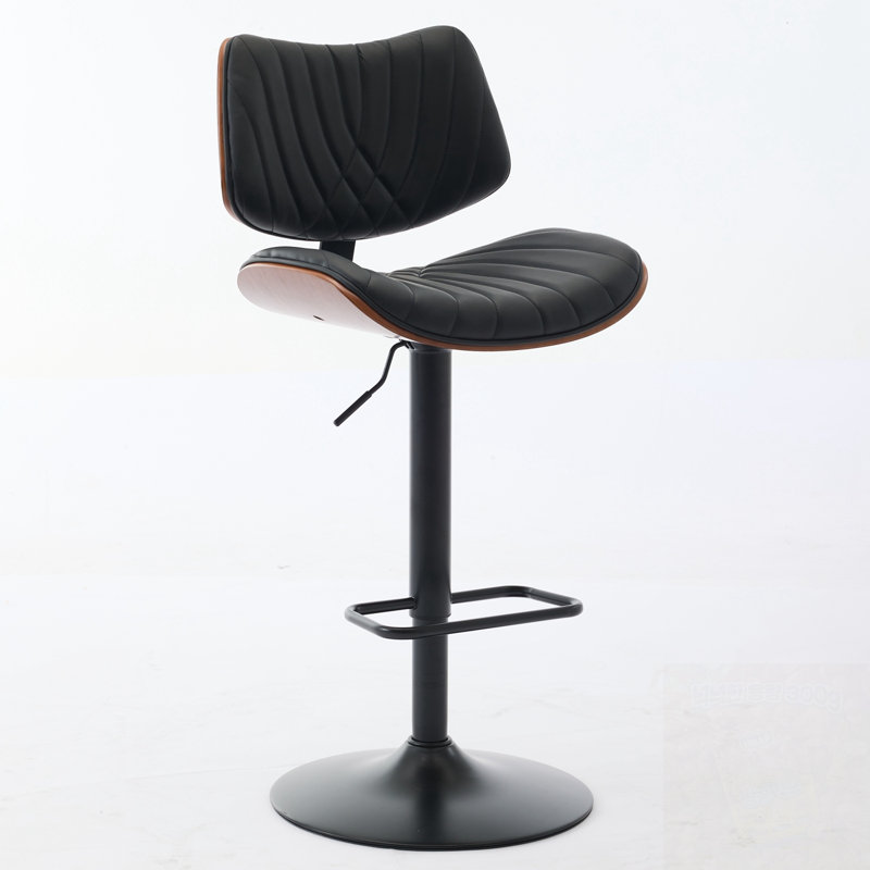 Swivel Leather Barstools With Adjustable Hight, Black Seat/Black Frame