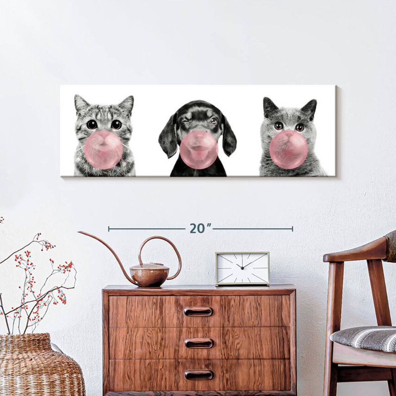 Bubble Gum, animaux de compagnie sur toile, H 10 po x l 30 po x P 1,25 po