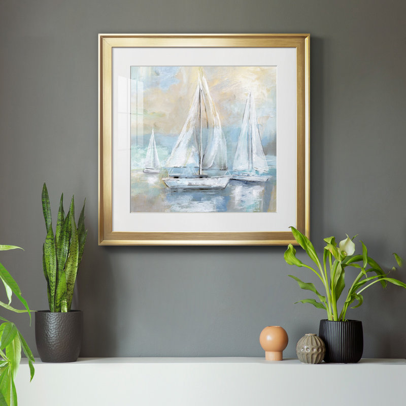 «Sail Away» - Cadre photo, reproduction d'art sur toile, H 34,5 po x l 34,5 po x P 1,5 po, Cadre doré