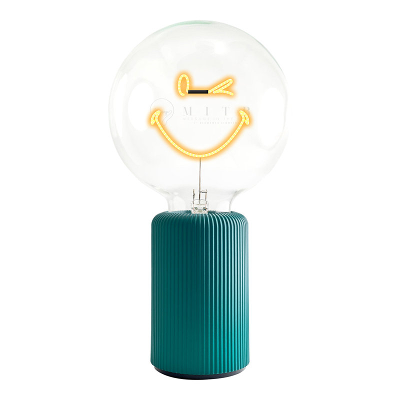 Lampe de table ambre avec base SMILEY, Vert, H 19 po x l 4,92 po x P 13 po