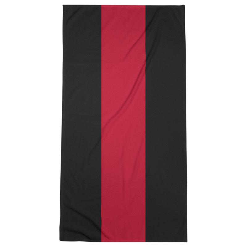 Bath Towel, Black/Red/Black, Microfiber
