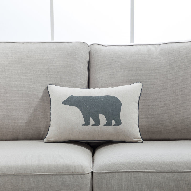 Bear Bear Lumbar Pillow Cover and Insert, Gray