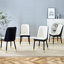  Chaises de salle à manger en polyuréthane bicolore avec pieds noirs et détails dorés, ensemble moderne de 4 épissures pour un usage domestique, blanc et noir-1143859567