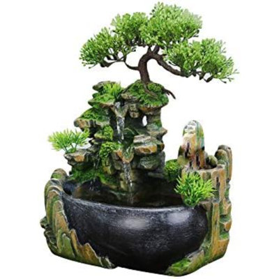 Fontaine d'eau d'intérieur, fontaines d'intérieur et cascades avec lumière DEL de couleur et interrupteur marche / arrêt, petite fontaine de table, jet de table, fontaine, décoration de bureau pour chambre à coucher