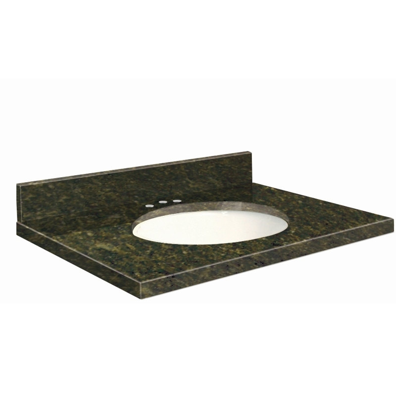 49'' Granite Single Bathroom Vanity Top with Sink, 8" Centerset, White, Giallo Parfait