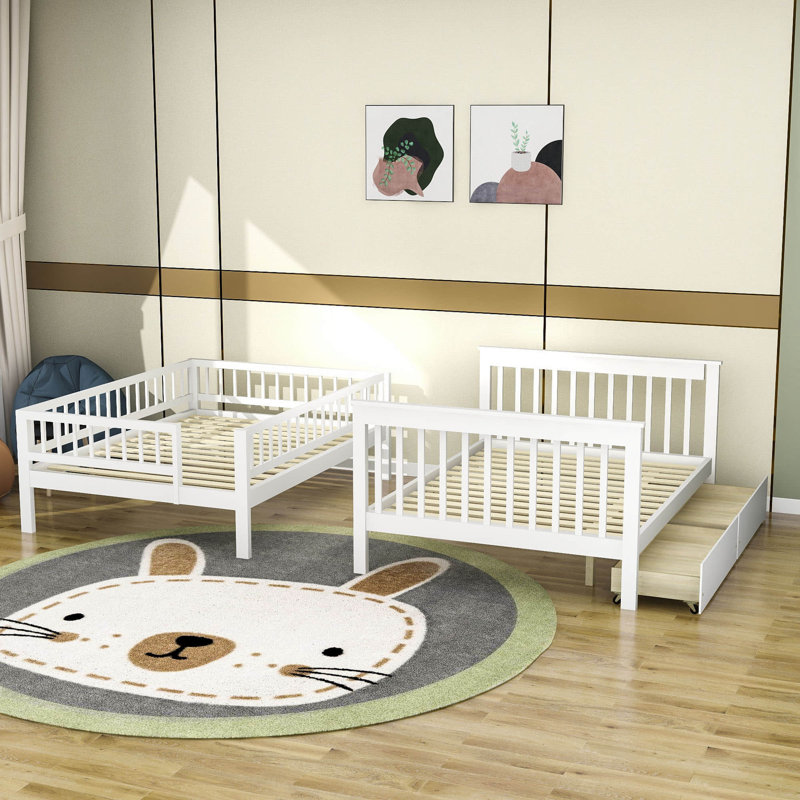 Durron Kids Full Over Full Bunk Bed with Drawers, White