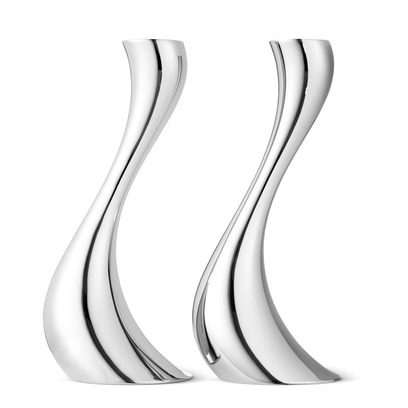 Cobra Stainless Steel Candlestick, 9.45" H x 3.35" W x 3.54" D, Stainless Steel