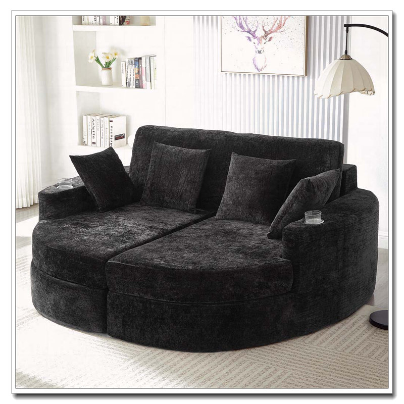 Canapé de chaise longue à compression complète, Noir