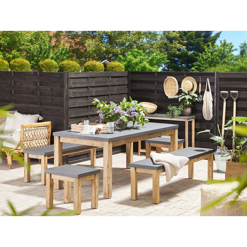 Damhan Solid Wood/Cement Outdoor Bench